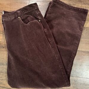 Fashion Bug Pants Women’s 16W Corduroy Brown Stretch Straight Leg Vintage
